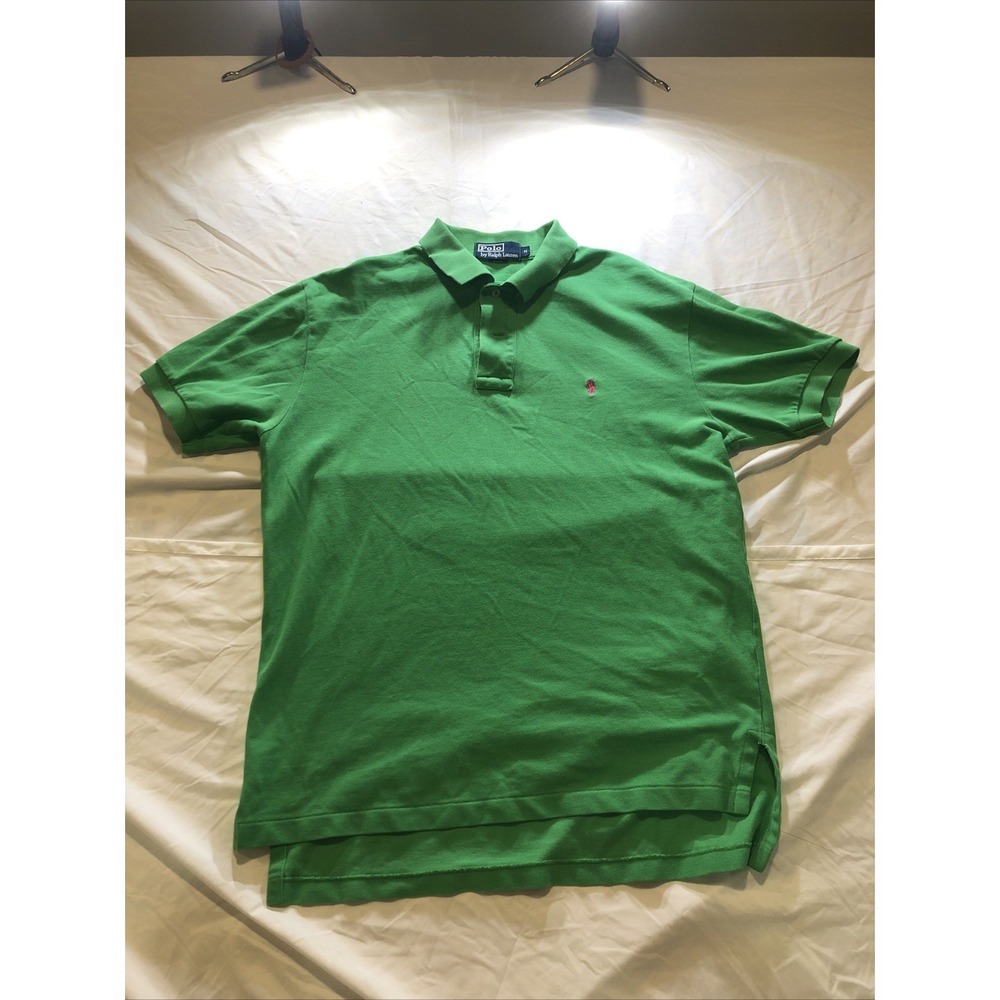 Men's Green Polo Ralph Lauran – Pink Logo Detail – Medium